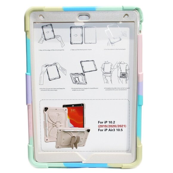 For iPad 9/8/7 Generation (10.2") Kids Shockproof Case Stand Cover Butterfly - Picture 2 of 5